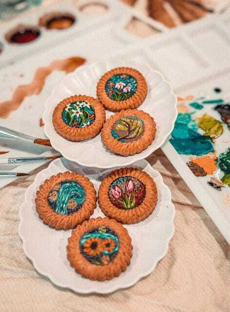 2-Hr Coffee and Biscuit Painting - Edible Paint - Activity 2: Coffee Painting on Paper, Then Framing It