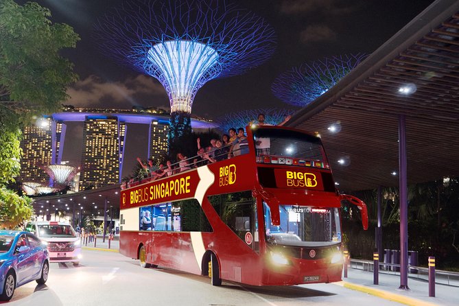 Big Bus Singapore Night Tour with Gardens by the Bay Light Show - Stop 1 at Marina Barrage: skyline at sunset, photo-friendly angles