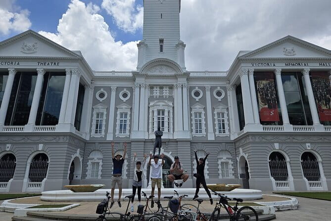Singapore Cycling Tour - Rail Corridor, Civic District, & Food! - Anderson Bridge to Padang: rain trees, open field meaning, and the F1 imagination