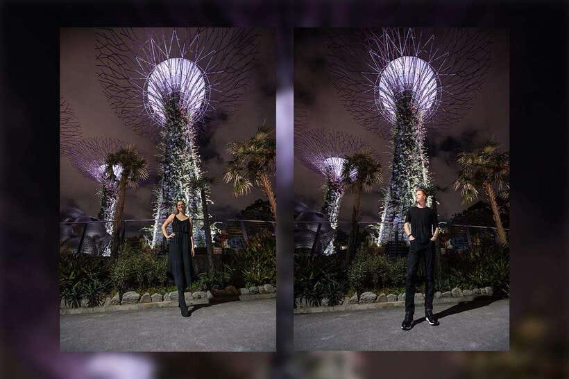 Singapore Photography: Marina Bay Sands & Gardens by the Bay - Gardens by the Bay Supertrees and the Dragonfly bridge: full-length photos that include you