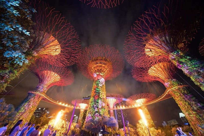Singapore River Cruise, Spectra & Garden Rhapsody Light Show - Gardens by the Bay: The Garden Rhapsody Light Show Setup