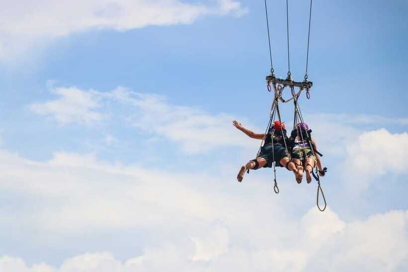 Singapore: Skypark Sentosa by AJ Hackett - Giant Swing Behind the Bungy Tower: Speed at 120km/h